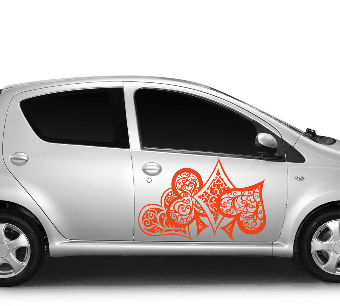 Autoaufkleber Karo Pik Herz Kreuz Kartenspiel Tattoo Autoaufkleber Shop Autotattoos Kaufen
